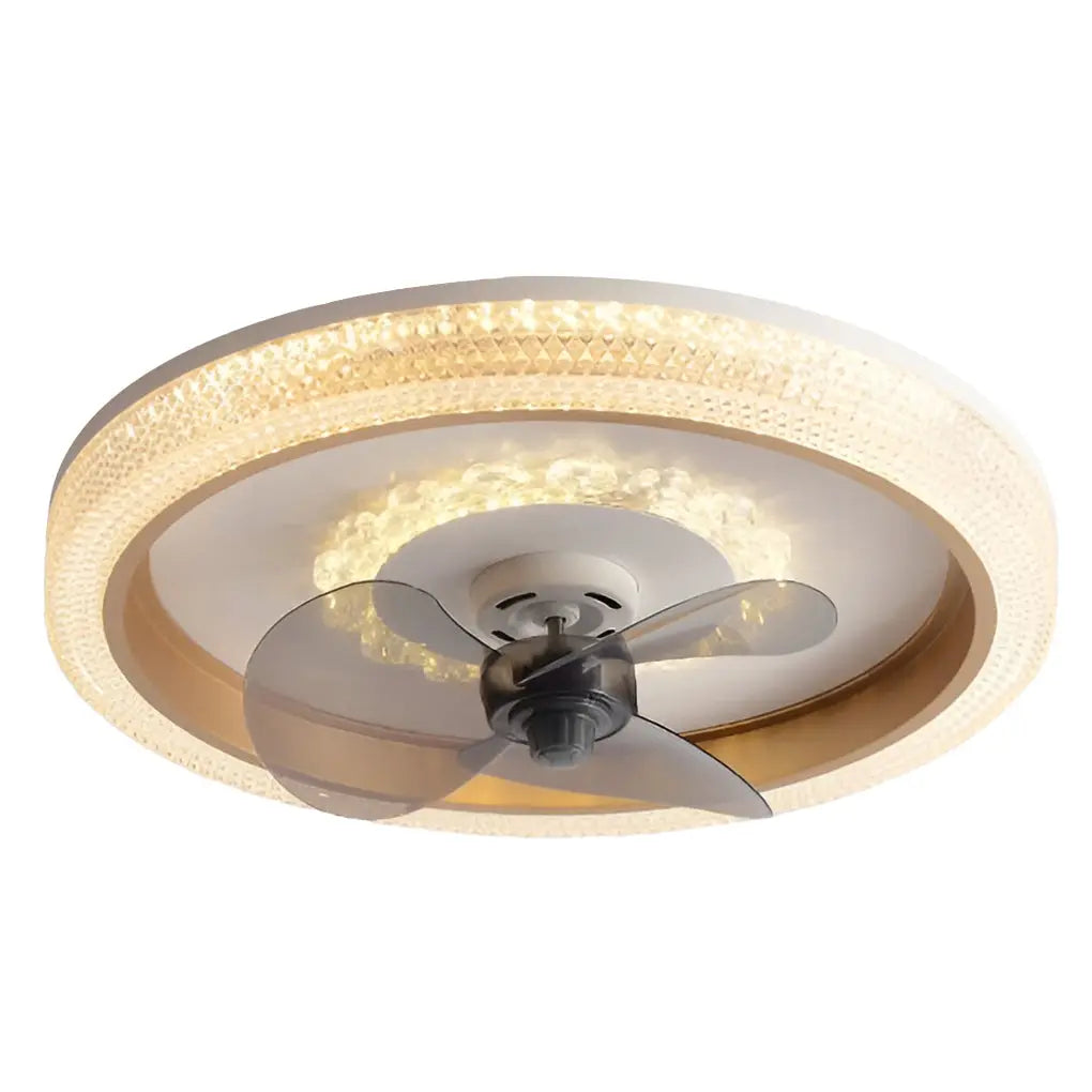 Modern Ceiling Fan Light with Round Design, 360° Rotatable Feature, and Stepless Dimming LED Luxe