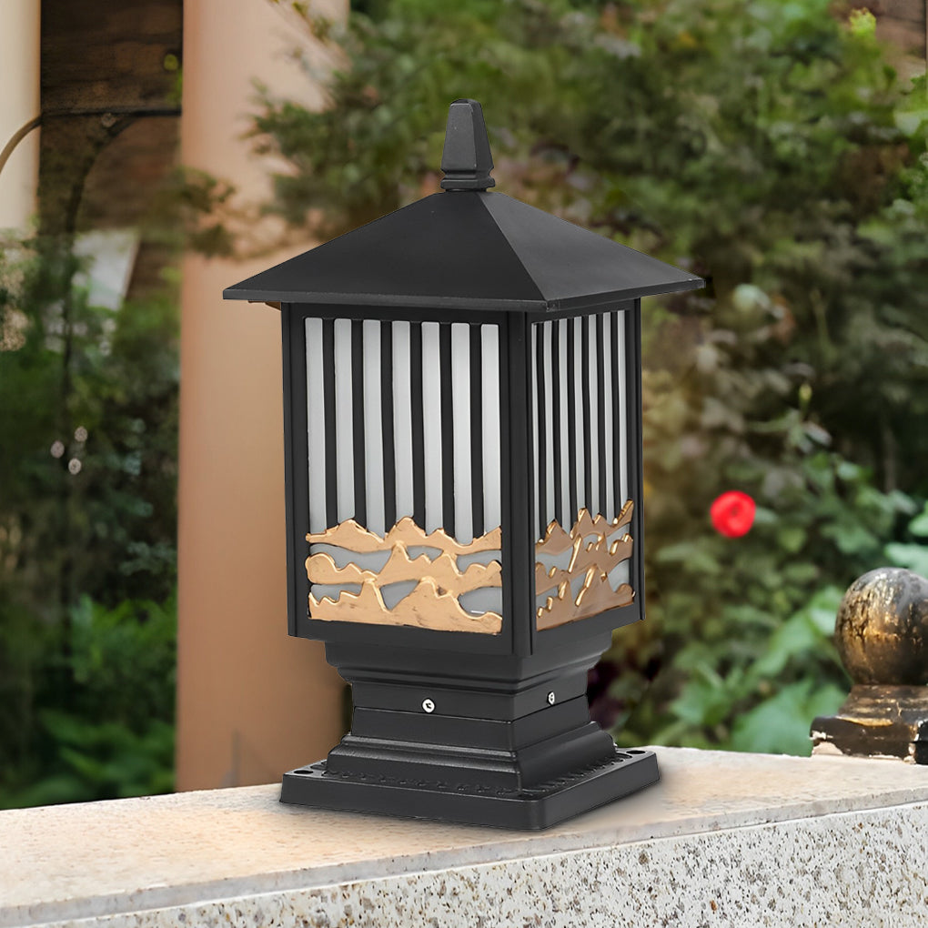 Vintage Black Solar / Hardwired Outdoor Post Light — Die-Cast Aluminum, Frosted Glass, LED 3000K, IP-Rated Weatherproof