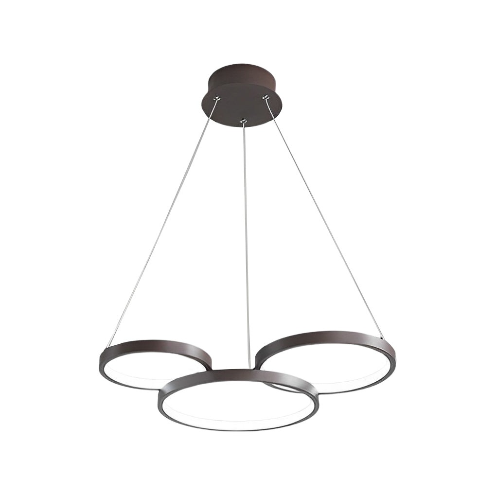 3-Ring Modern Chandelier — Iron and PMMA, Dimmable, Remote Control, 3000K–6000K, 60W