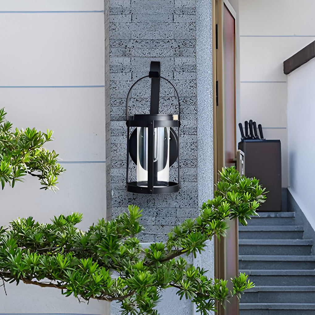 Lantern Outdoor Solar Wall Sconce — Black ABS, LED, 2800–3200K, IP Weatherproof, 5" Diameter