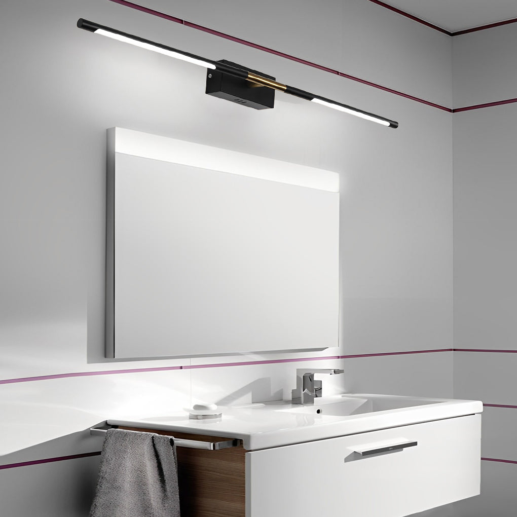 Linear LED Bathroom Vanity Light Bar — Black and Gold, Acrylic Shade, 23.6" or 39.4"
