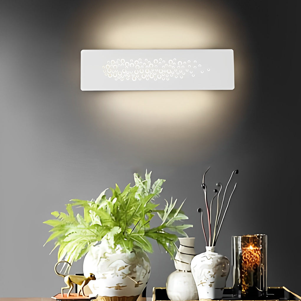Rectangular Hollow LED Wall Sconce — Black or White Iron & Acrylic, 8W, 4500K, 12" x 4"