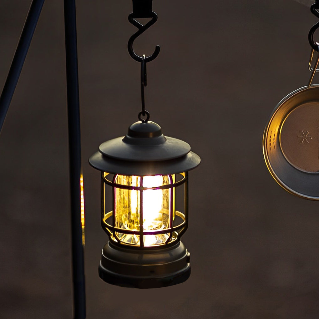 Retro Portable Camping Lantern — LED, USB-C Rechargeable, IP65 Waterproof, 3000K–6000K Adjustable