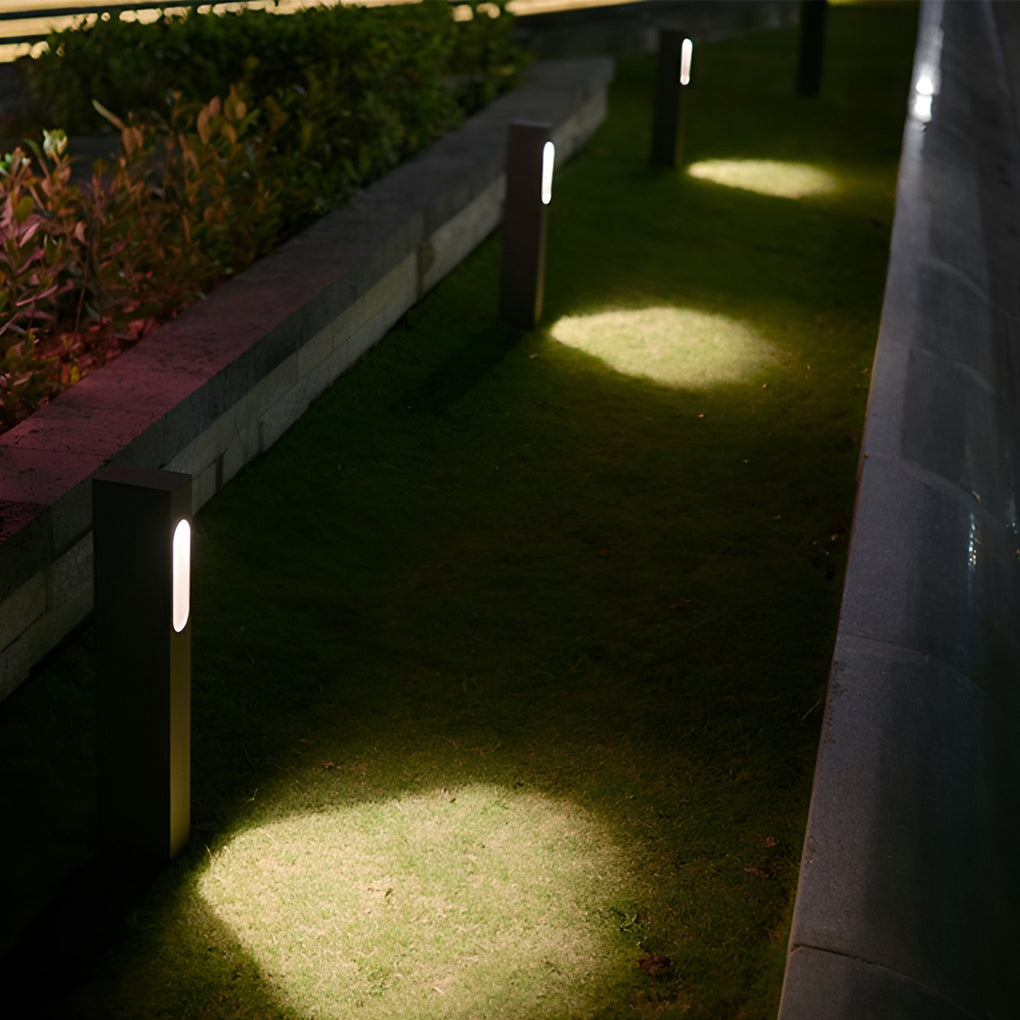 Contemporary Rectangular Bollard Path Light — Black Aluminum, 7W COB LED, 3000K, IP65, 24" Height