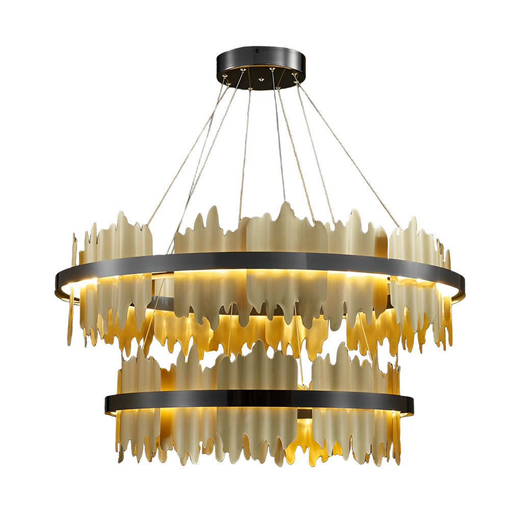 Postmodern Textured Metal Chandelier — Gold or Black, Stepless Dimming, 3000K–6000K, 24" or 31"