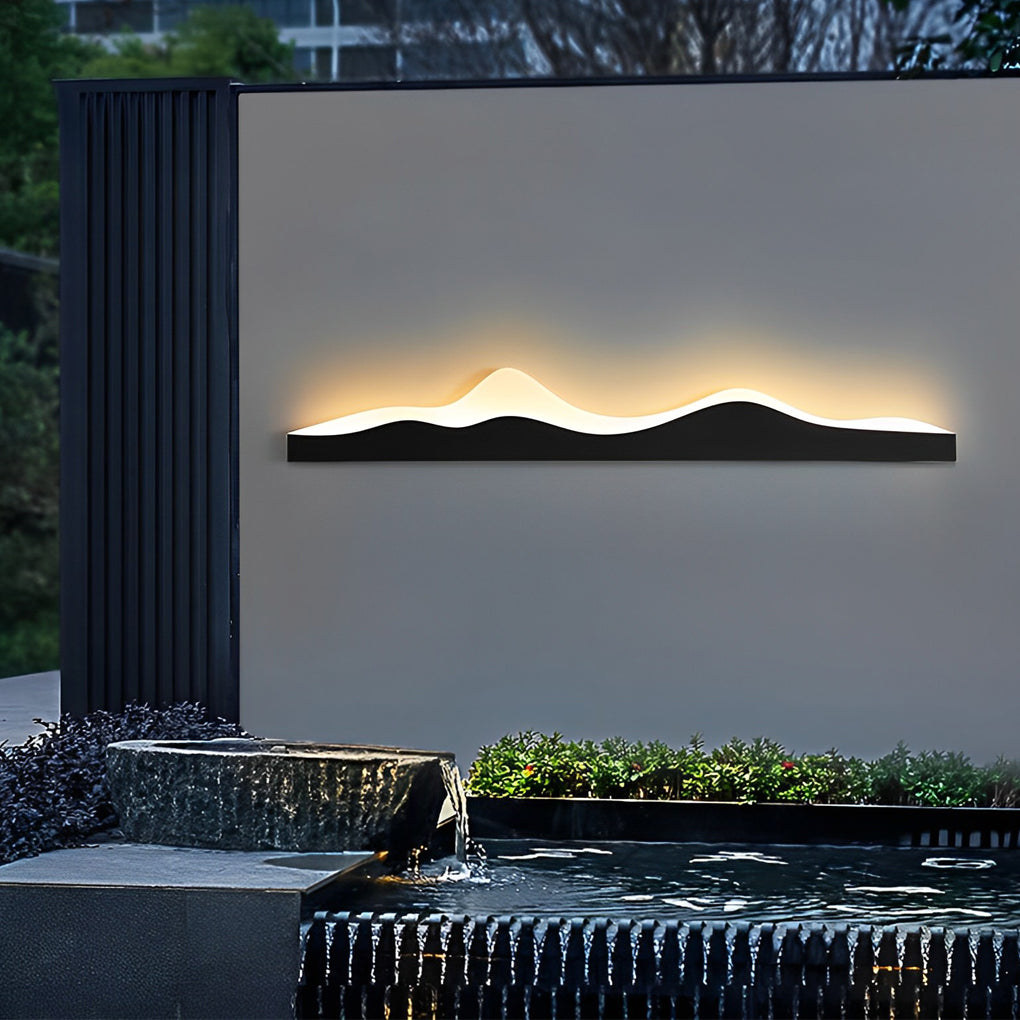 Mountain Scenery Outdoor Wall Sconce — Black Iron & Acrylic, LED 18W, IP65 Weatherproof, 24" or 47"