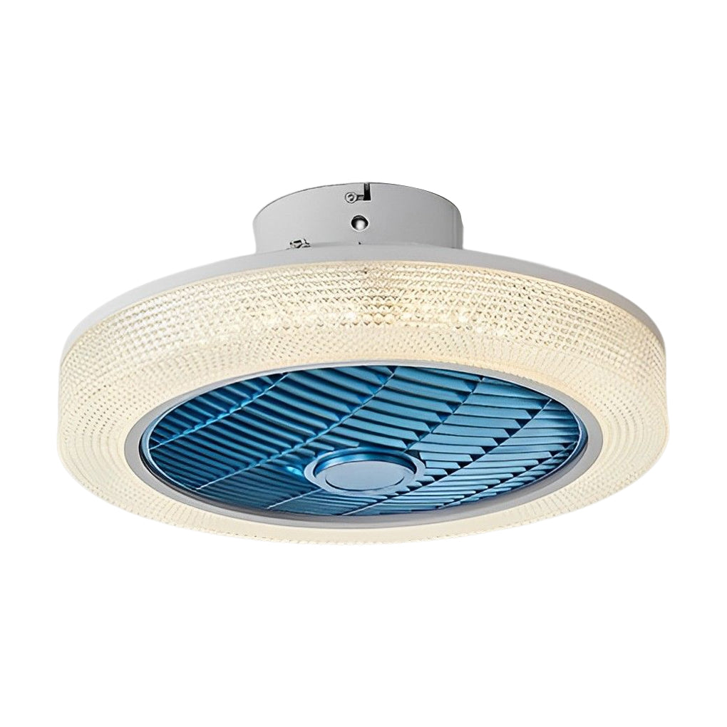 Modern Bladeless Ceiling Fan Light with Round Dimmable LED and Quiet Warm Air