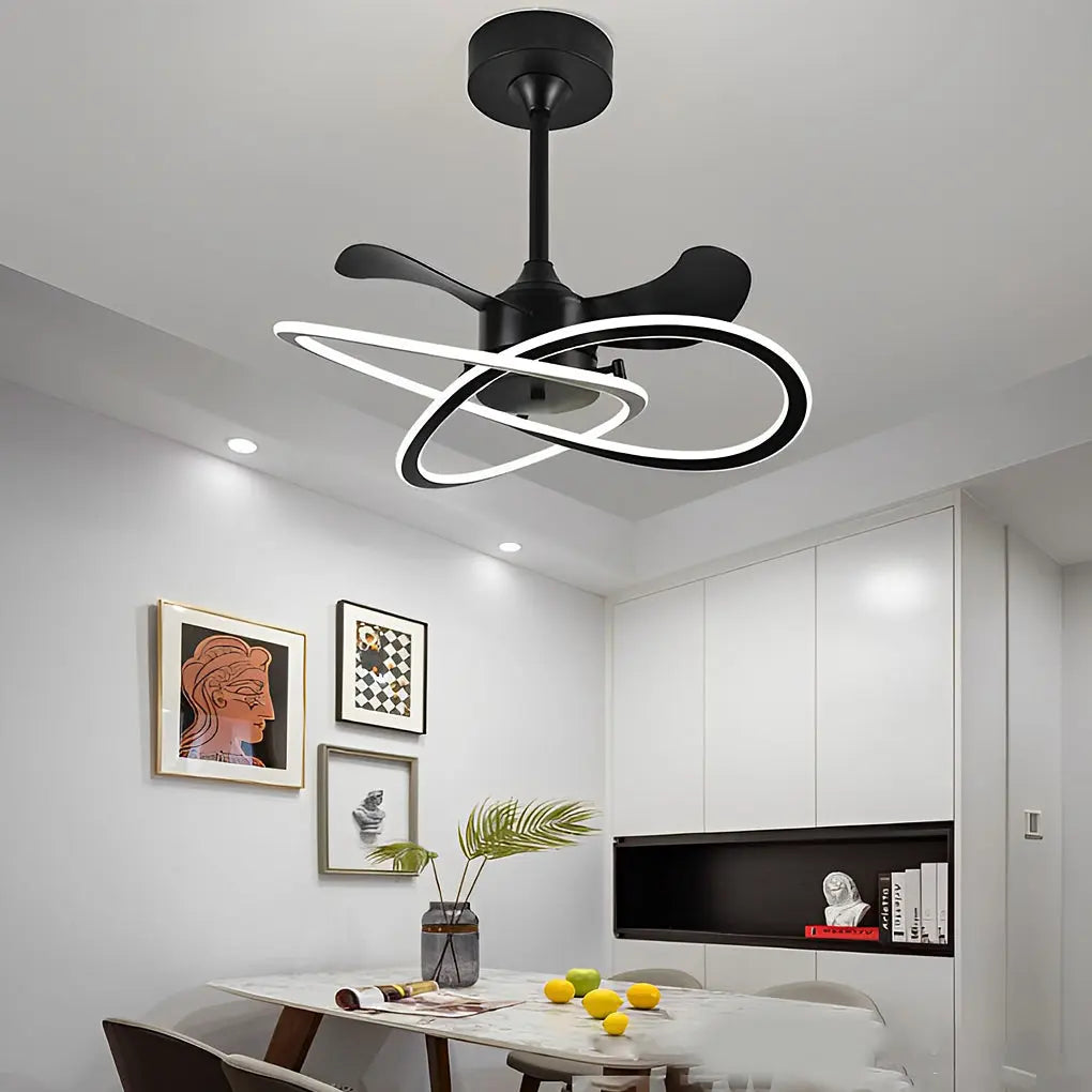Nordic Bladeless Ceiling Fans with Waves Flower LED, Mute Function, and Creative Timing Luxe
