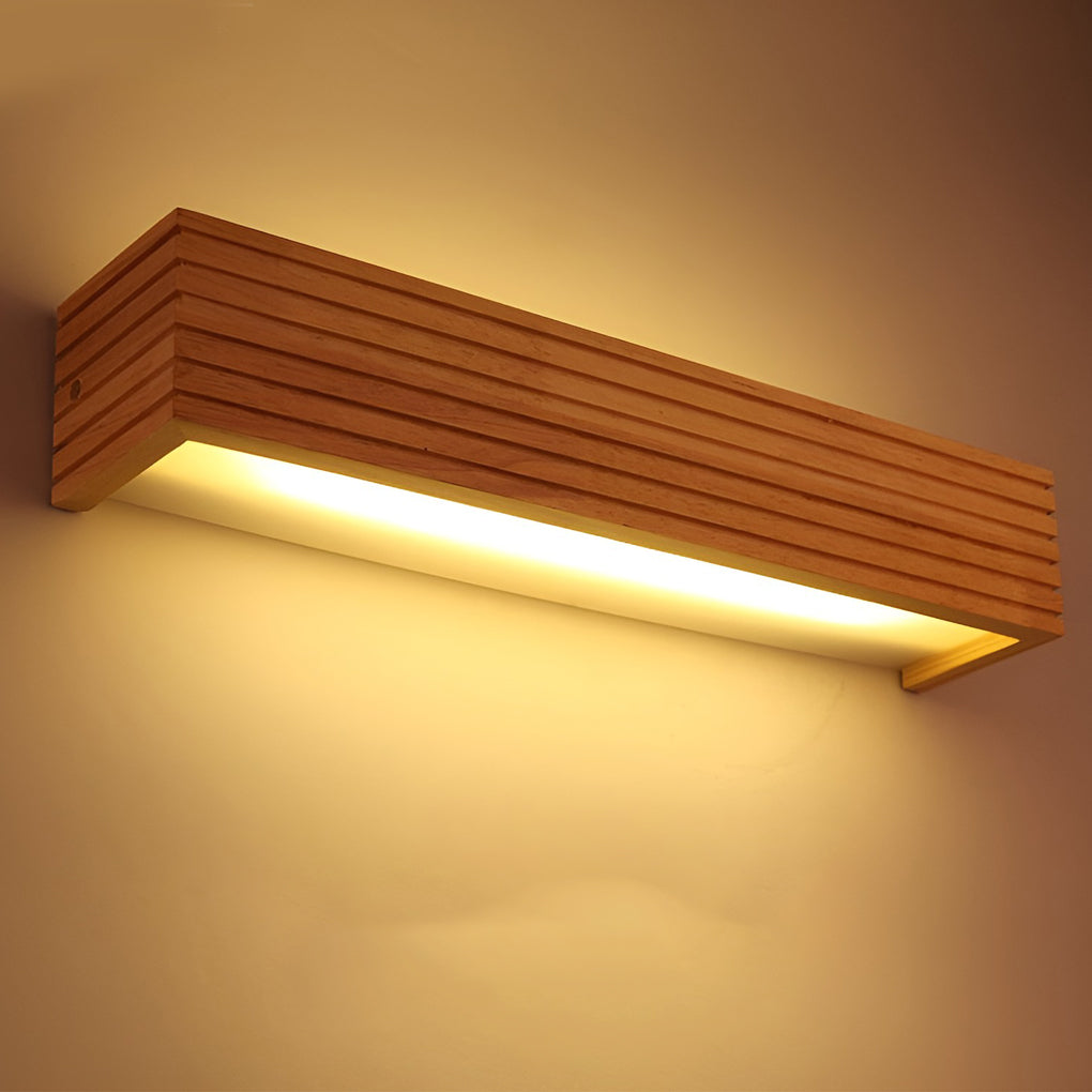 Rectangular Wood and Acrylic Wall Sconce — LED, Waterproof, 14"/18"/22" Sizes