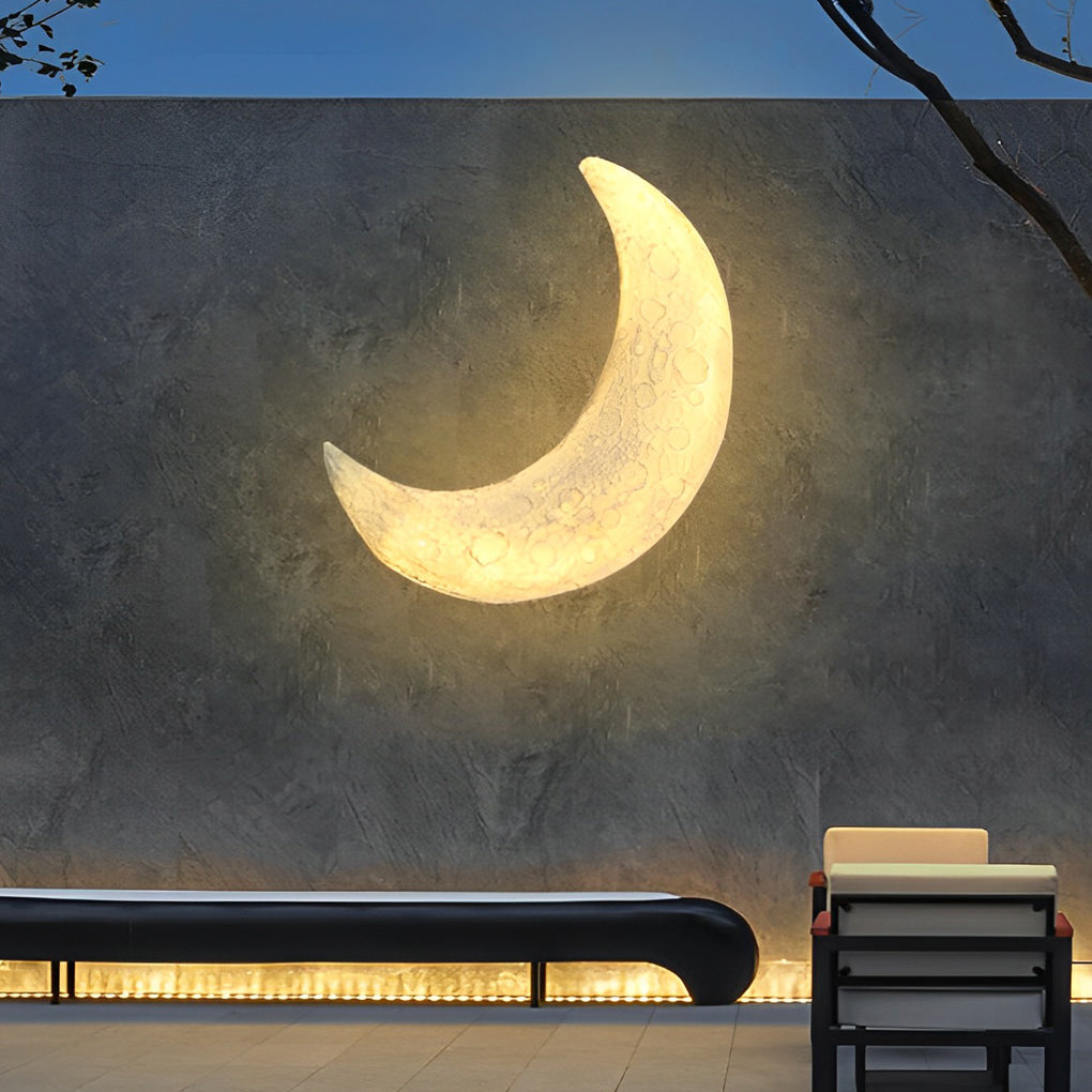 Moon Outdoor Wall Sconce — Resin, LED Warm White 3000K, Waterproof, 16" × 24"
