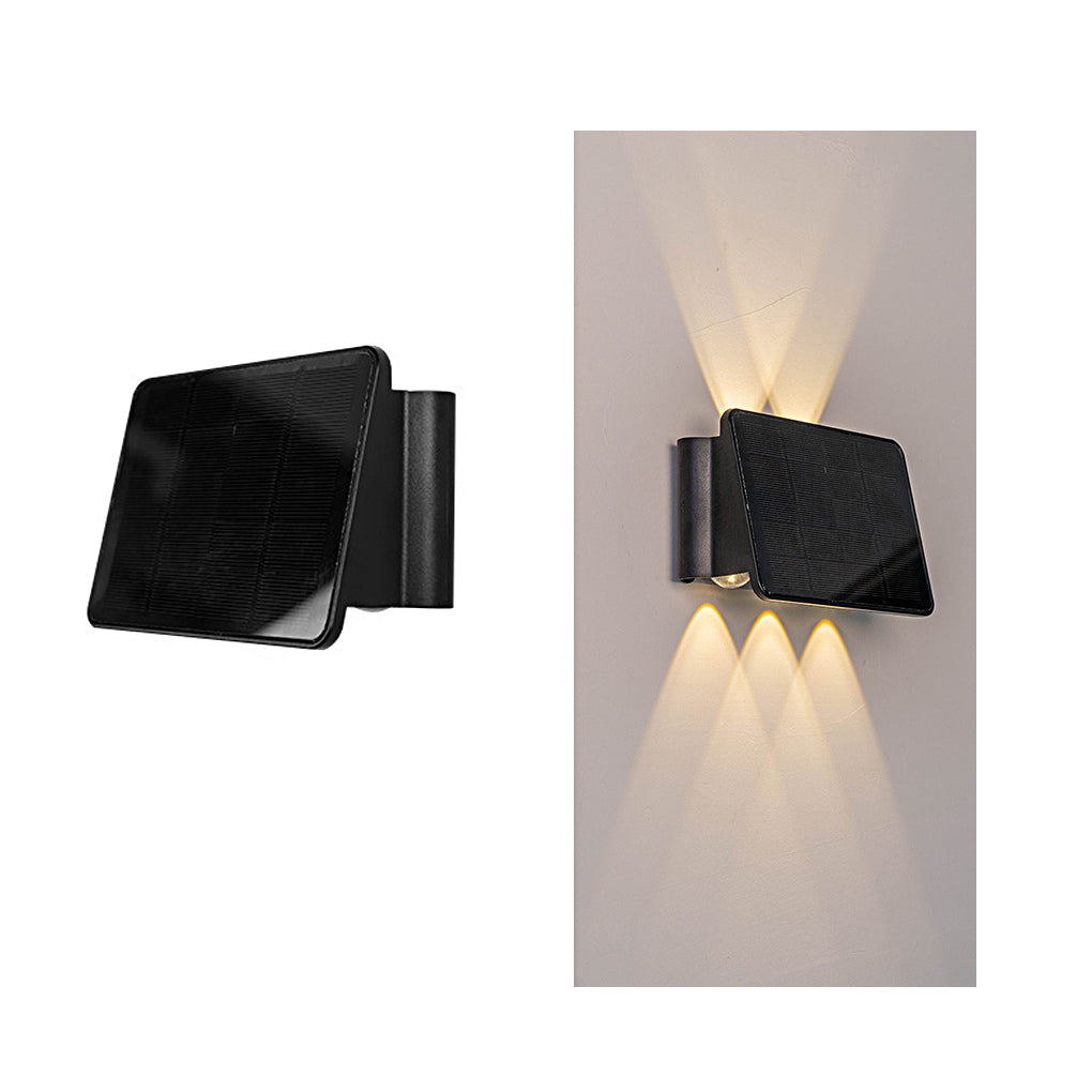 Modern Black Solar Up/Down Outdoor Wall Sconce — PVC & Acrylic, LED 3000K, IP54, 5W Panel