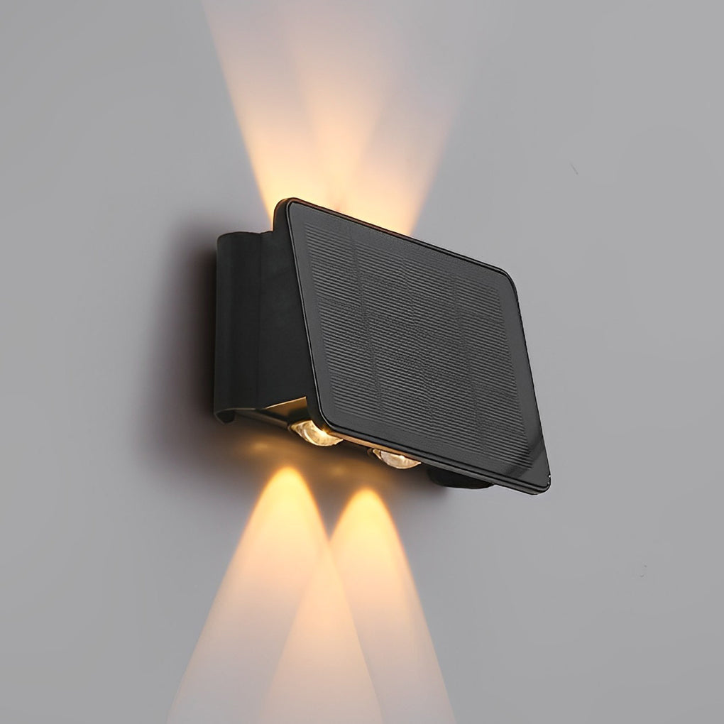 Solar Up/Down Outdoor Wall Washer Light — Black ABS, LED, IP65 Weatherproof, 4W–6W, 3000K
