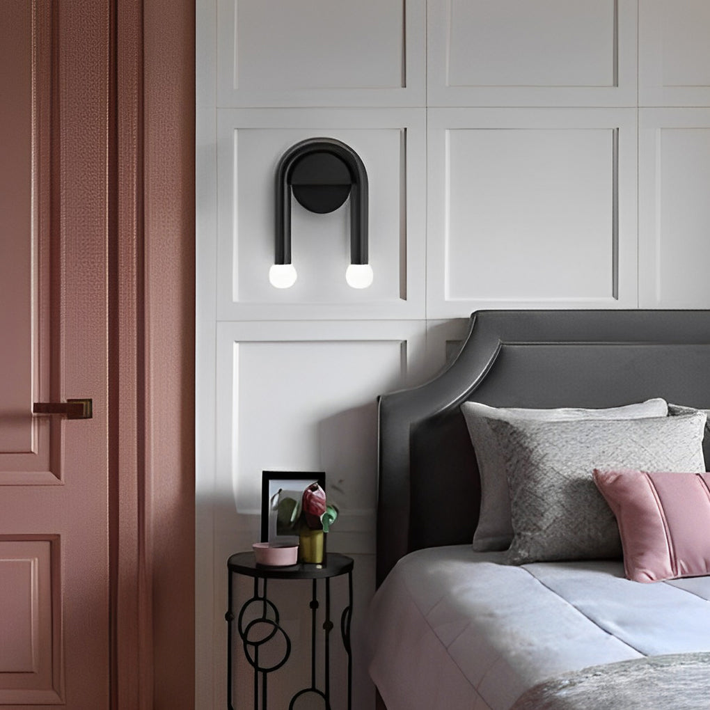 Modern Industrial 2-Light Wall Sconce — Black Iron and Glass, G4, Warm White 3000K