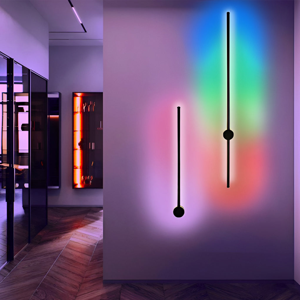 RGB LED Linear Wall Sconce — PC Shade, Remote Control, Hardwired, 110–220V, Modern Minimalist
