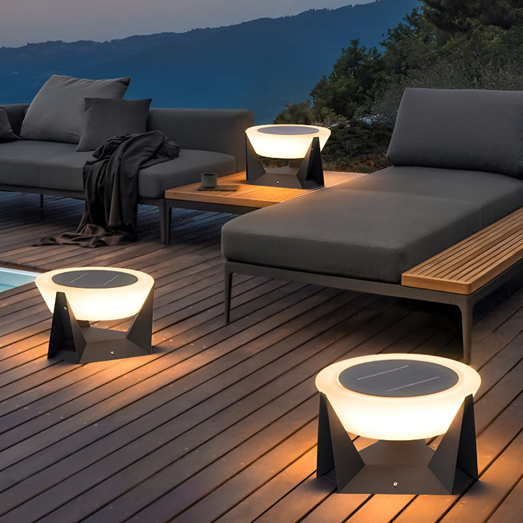 Modern Gray Solar Deck Post Light — Stainless Steel & PC, LED Warm White 3000K, IP65 Weatherproof