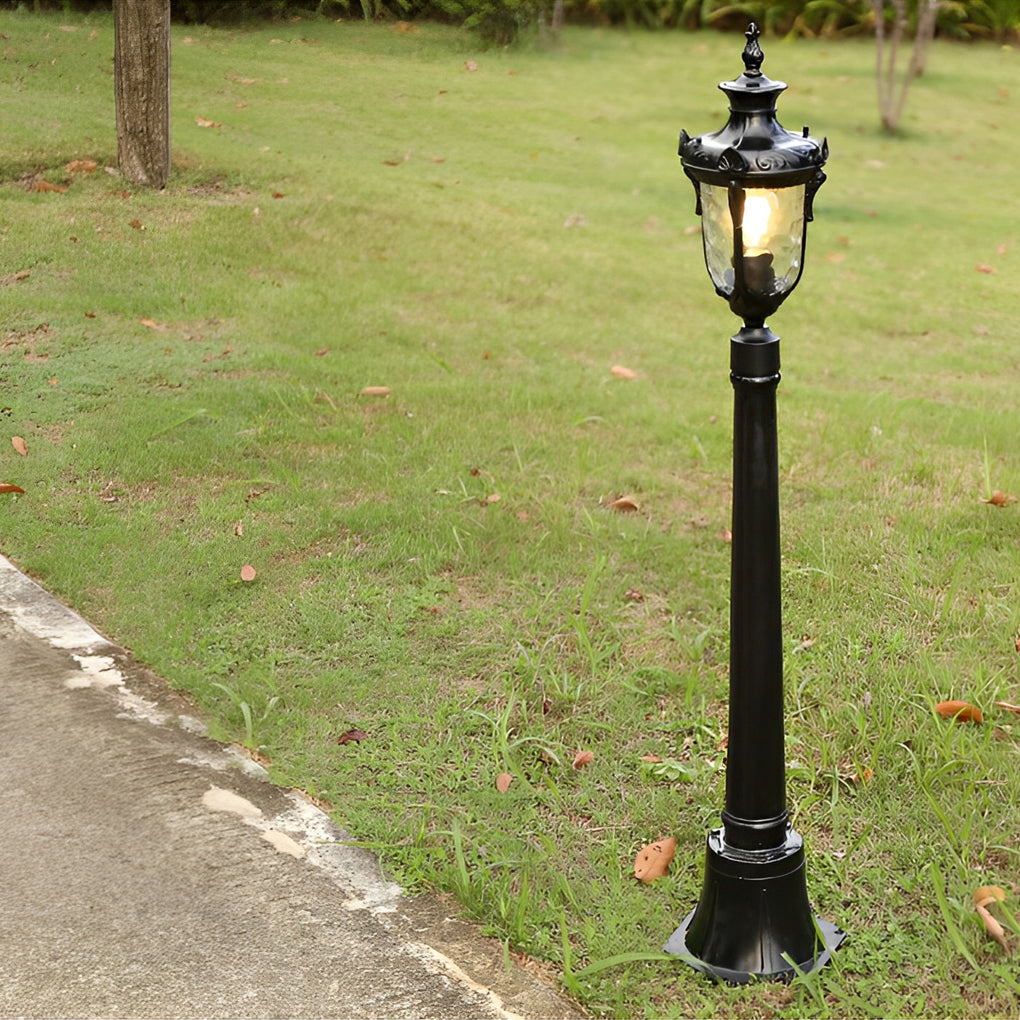Industrial Outdoor Post Light — Die-Cast Aluminum and Glass, E27, 33" Height, Waterproof, Black / Bronze