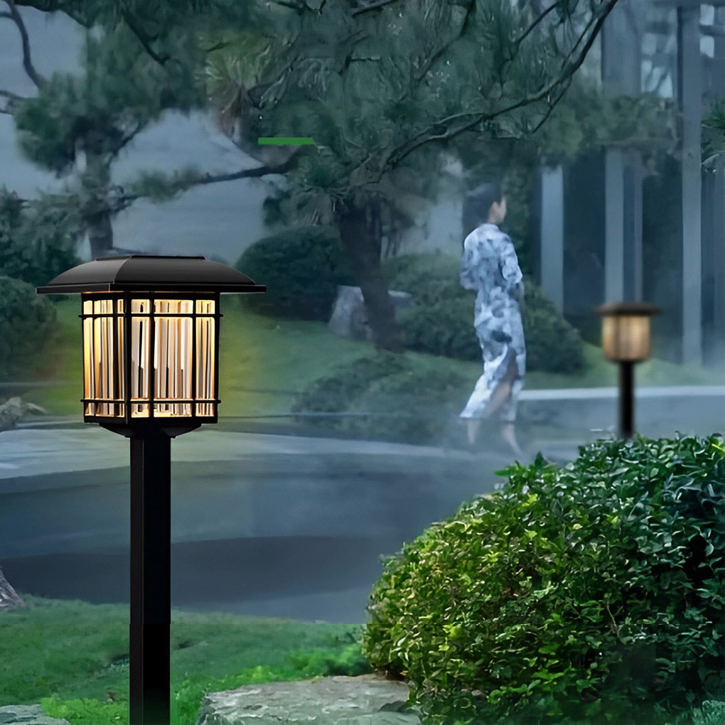 Vintage-Modern Square Solar Path Lights, 2-Pack — Black ABS, LED 0.2W, IP44, 6–10 Hr Runtime