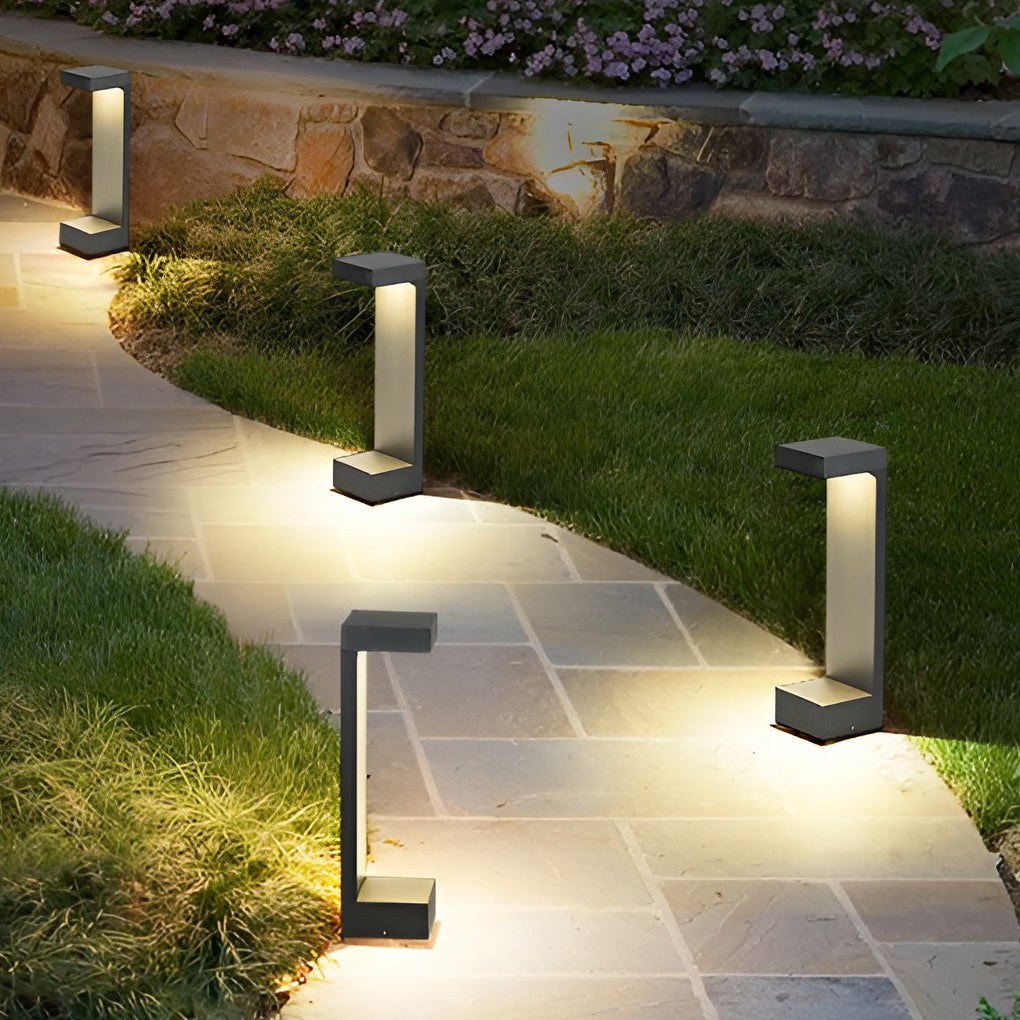 Rectangular COB Bollard Pathway Light — Black Aluminum, IP65 Weatherproof, 16" or 24"