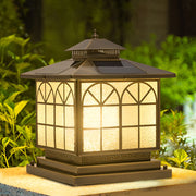 Classical Bronze Solar Post Cap Light — Hardwired or Solar, 3-Step Dimming, Waterproof, E27