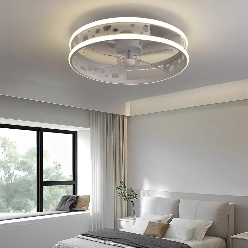 Nordic Bladeless Ceiling Fans with Remote Control - Round Three-Step Dimming LED Luxe