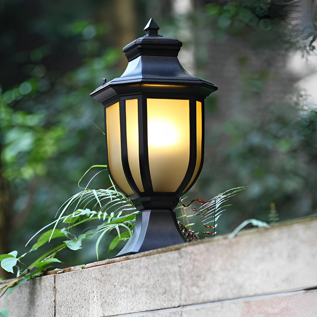 Retro Minimalist Outdoor Pillar Light — Aluminum Alloy and Glass, IP33 Waterproof, 3000K Warm White