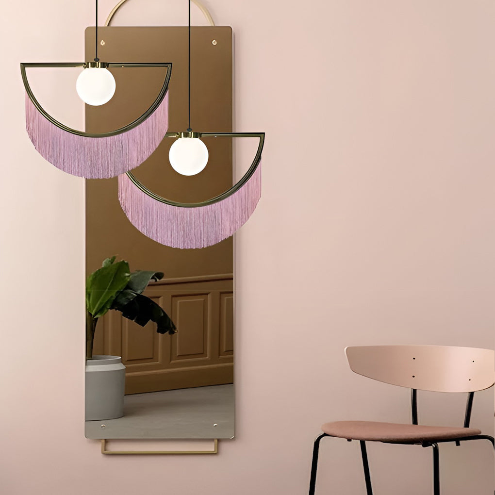 Pink Tassel Pendant Light — Acrylic & Hardware, E27, 15" Wide, 3000K / 6000K