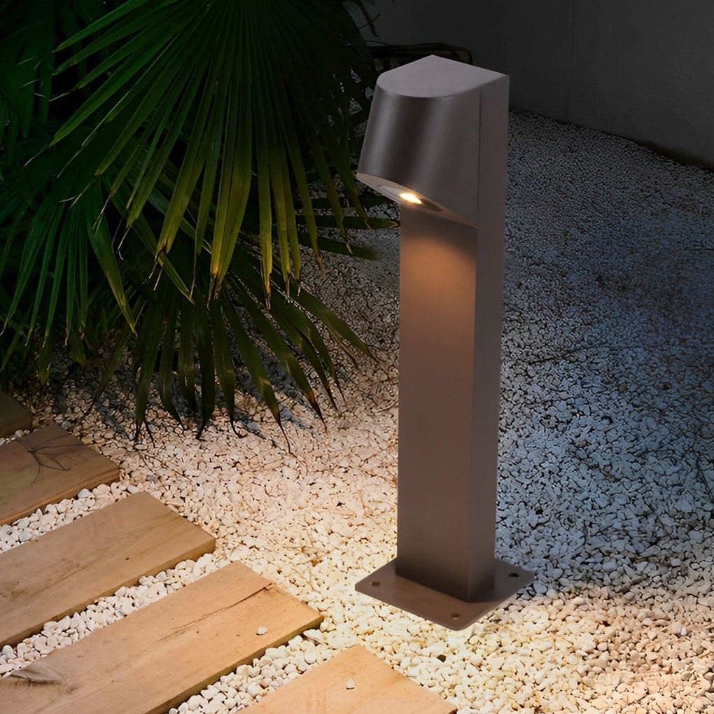 Modern Outdoor Bollard Path Light — Aluminum and Glass, LED, IP65 Weatherproof, Downward Illumination, 3000K