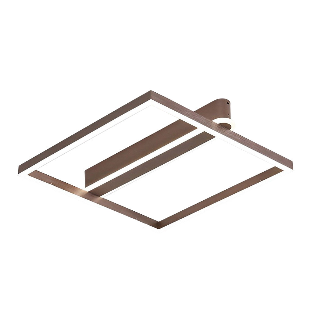 Square Double-Frame LED Flush Mount — Aluminum and Iron with Acrylic Shade, 45W–64W, 22"