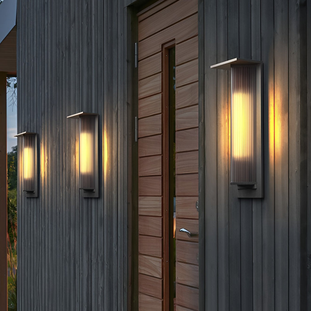 Vintage Outdoor Wall Sconce — Black Aluminum, Frosted Glass, LED, Solar / Hardwired, IP65
