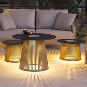 Round Iron Cage Outdoor Solar Lantern Table — Retro Modern, RGB 16-Color + Warm White LED, IP65, 20" Diameter