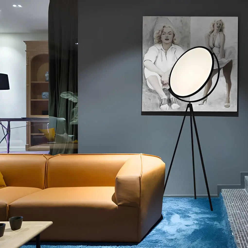 Rotating LED Tripod Floor Lamp with Black Metal Design Luxe