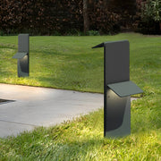Dual-Panel Vertical LED Solar Bollard Path Light — Gray Stainless Steel, IP65, 3000K Warm White