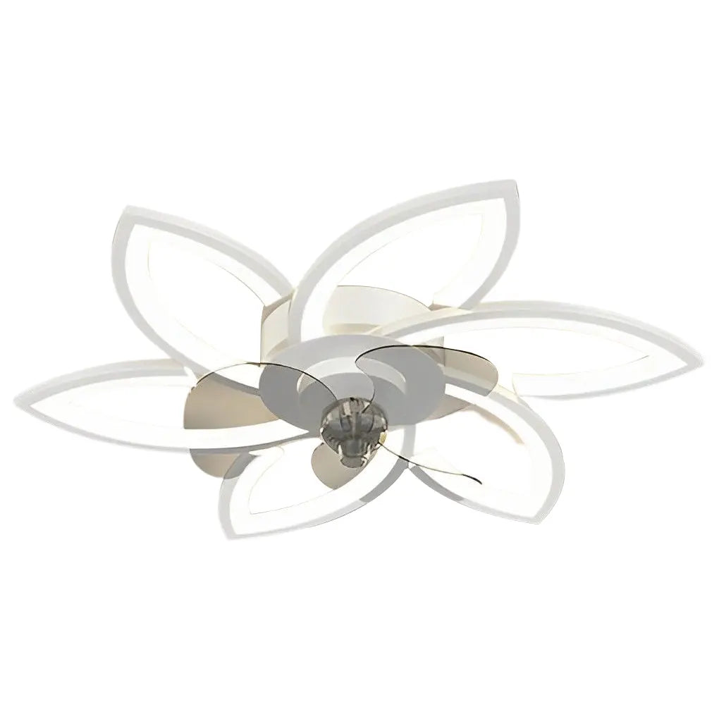 Modern Ceiling Fan Light with Flower Smart Silent Stepless Dimming LED Luxe