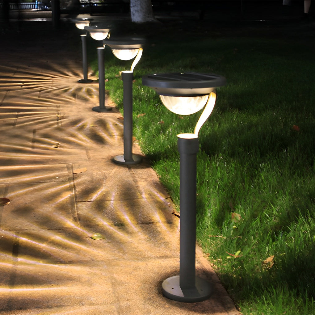 Half-Sphere Solar Bollard Light — Aluminum, LED 3000K Warm White, IP44, 6" × 22"