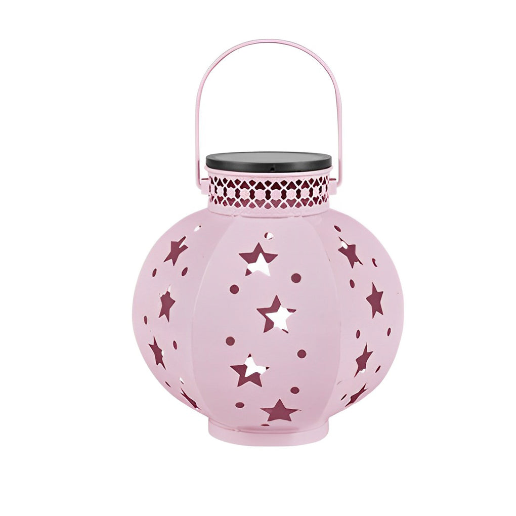 Star Projection Solar Outdoor Lantern — Iron, LED, Waterproof, 7.48" × 11"
