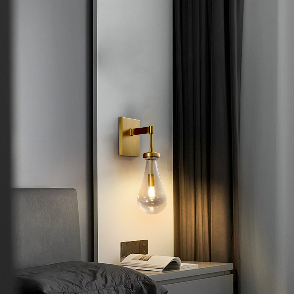 Water Drop Crystal Wall Sconce — Copper, E14 Hardwired, 3000K Warm White