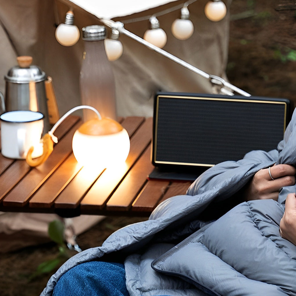 Round Portable Camping Lantern — ABS + TPR, LED, Dimmable, USB Rechargeable, 3000K Warm White, 12-Hour Battery Life