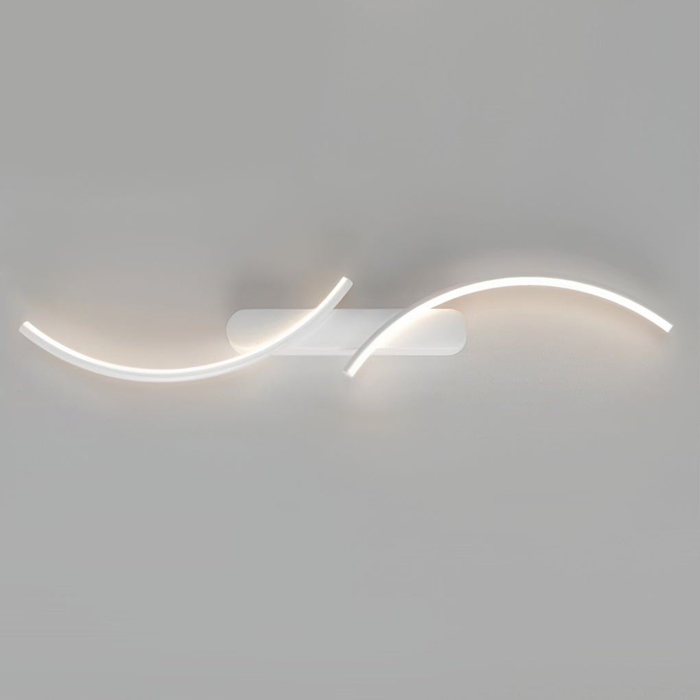 Modern S-Shaped Linear Wall Sconce — Iron and Silicone, LED, Three-Step Dimming (3000K/4500K/6000K), 8W–18W, Black / White / Gold