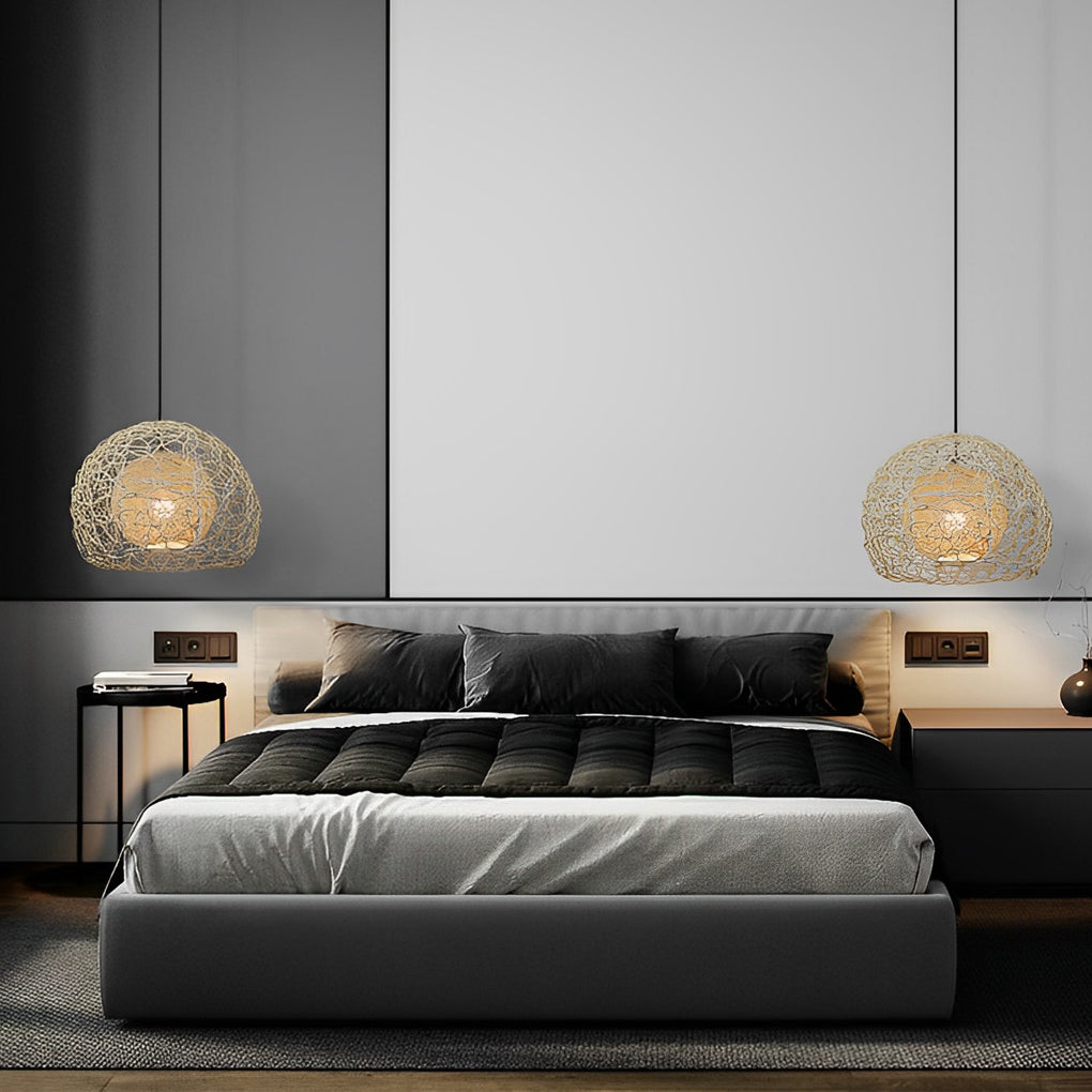 Double-Layer Round Rattan Ball Pendant — Modern Farmhouse, E27, 12"/16"/20", 59" Adjustable Wire