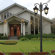 Black Outdoor Post Lights, Set of 2 — Aluminum & Glass, E27, 15W / 30W, 118" Tall, 3000K Warm White
