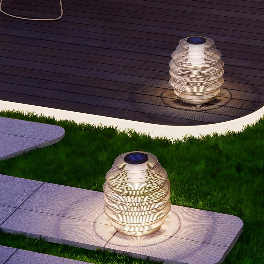Handwoven Rattan Solar Outdoor Lantern — Stainless Steel, LED, IP54 Waterproof, Multiple Sizes