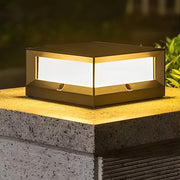 Modern Square Solar & Hardwired Outdoor Post Light — Die-Cast Aluminum, Black, IP54, Warm White 3200K