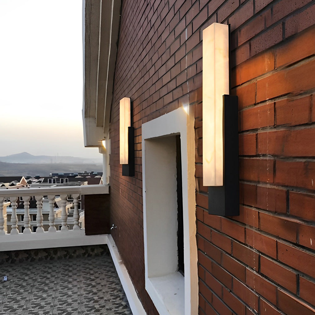 Modern Outdoor Wall Sconce — Stainless Steel, Imitation Marble Shade, LED 12W/18W, IP54 Weatherproof
