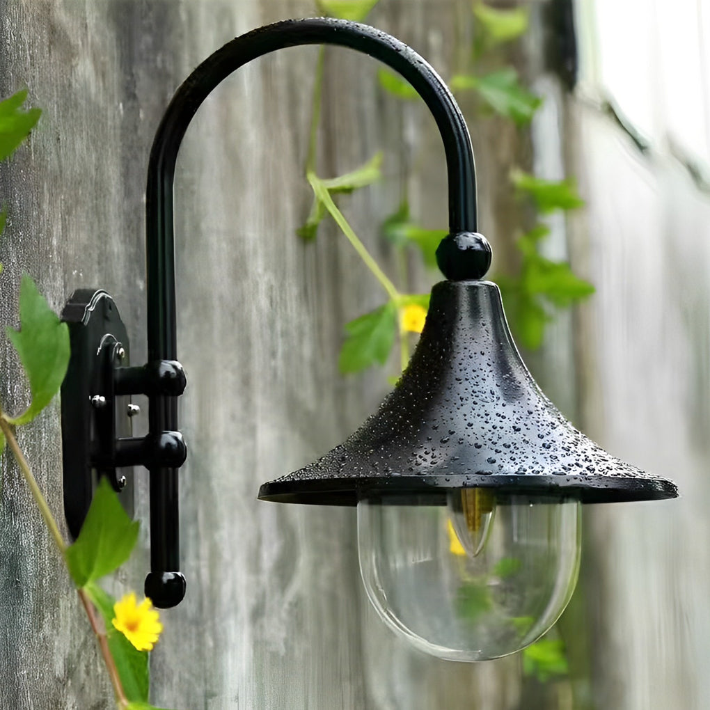 Vintage Trumpet Outdoor Wall Sconce — Die-Cast Aluminum, Black, LED, IP55 Waterproof