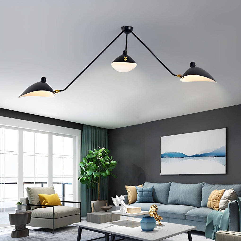 Duckbill 3-Light Chandelier — Black & Copper, 360° Rotatable, E27 60W, Modern Retro
