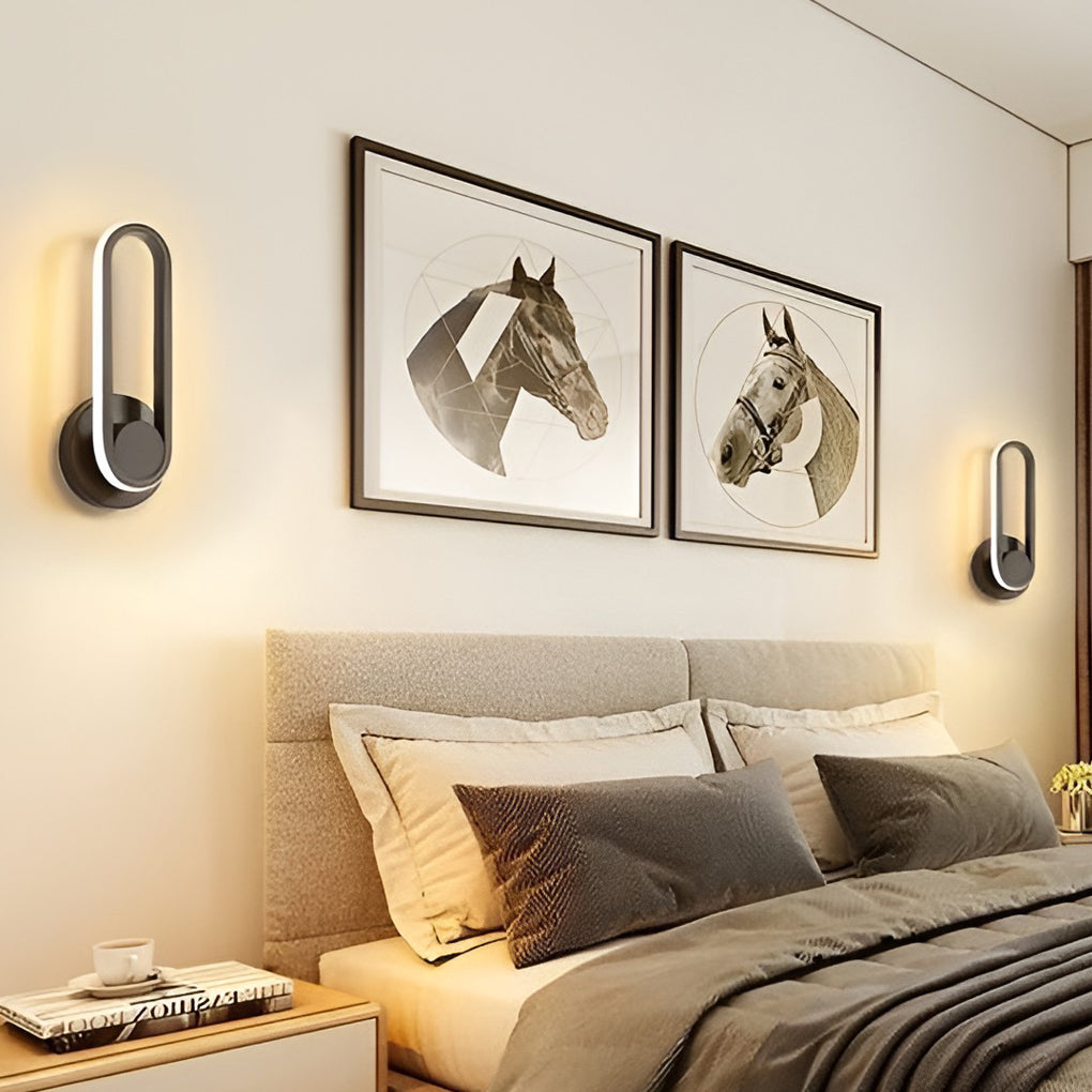 330° Rotatable Rounded-Rectangular LED Wall Sconce — Metal, Silicone Shade, Modern, Gold / Black / White