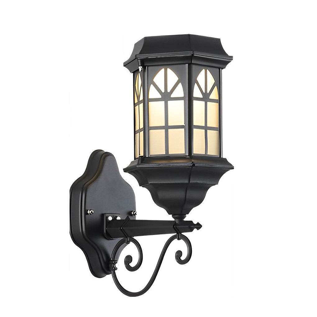 Retro Solar & Hardwired Outdoor Wall Sconce — Die-Cast Aluminum and Glass, Dimmable LED, Remote Control, IP65 Weatherproof