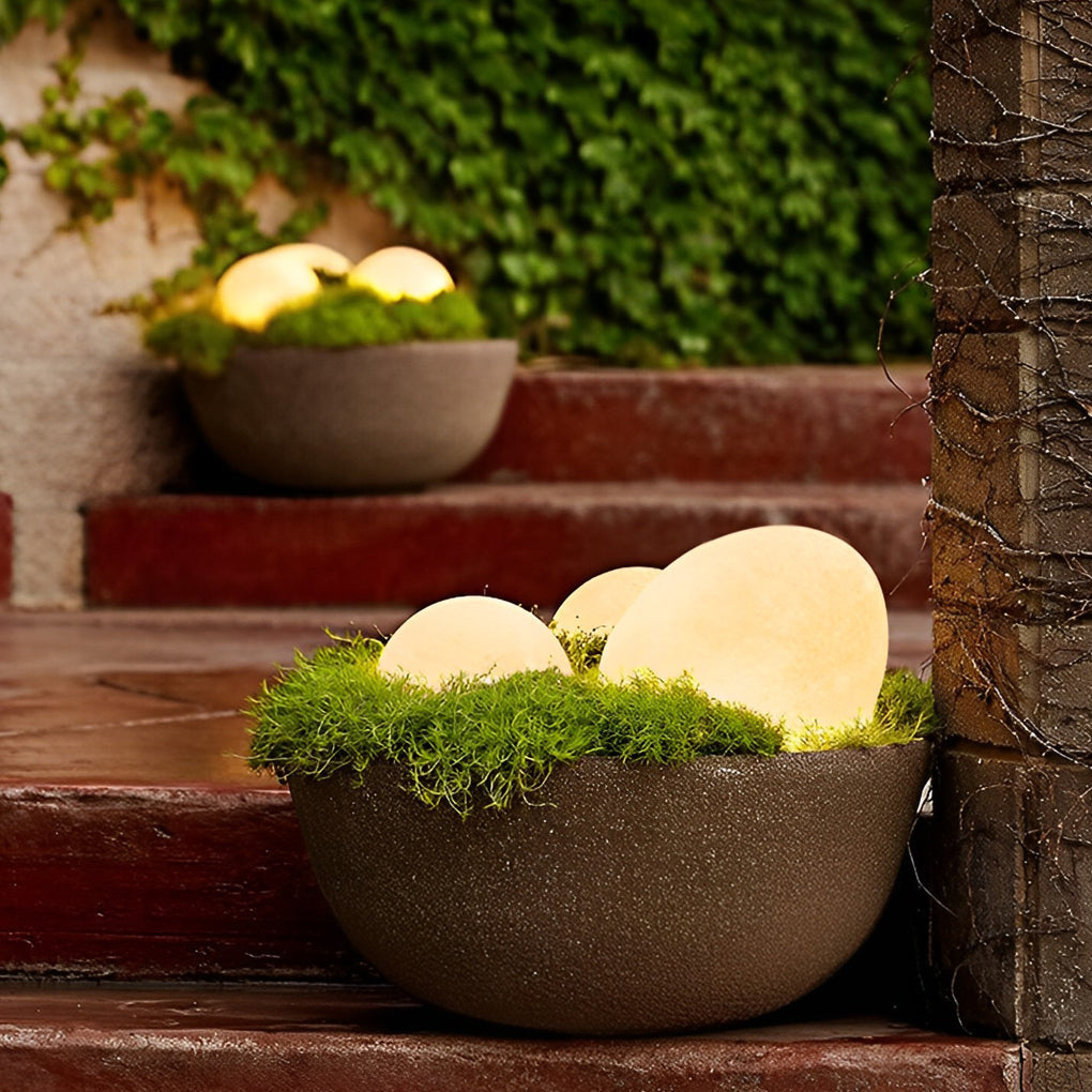 Cobblestone LED Landscape Lawn Light — Resin, Warm White 3000K, IP65 Weatherproof