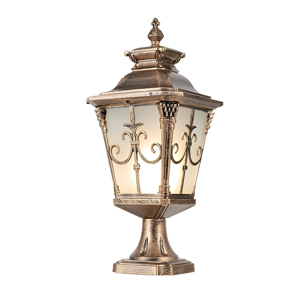 Retro Solar Fence Post Light — Die-Cast Aluminum & Glass, LED, IP55, Remote Control, Black / Bronze