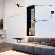 Industrial Swing-Arm Wall Sconce — Black Iron, Adjustable 360°, E27, 1- or 2-Light
